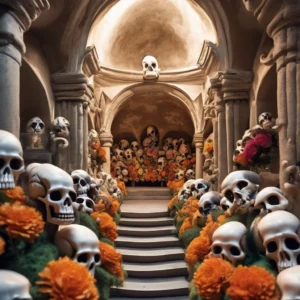 Crypte des Capucins à Rome avec des décorations osseuses artistiques